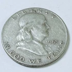 1953 D Franklin Half Dollar, 90% Silver Circulated Coin #7376