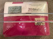 VTG JCPenney,Twin Sheet Set Pink 200 TC Percale Sealed NOS Made In USA Retro