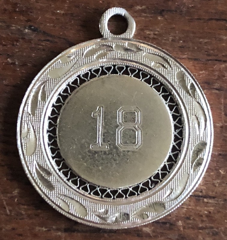 Vintage Sterling Silver Engraved 18 Round Charm Pendant Birthday Anniversary