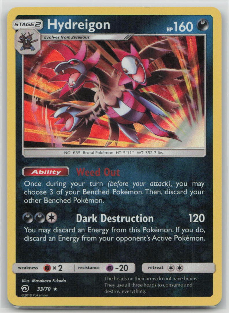 Hydreigon 33/70 Holo Rare Dragon Majesty Pokemon Lightly Played