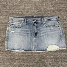Levis Denim Skirt Women 32 Blue Jean Micro Mini Distressed Grunge Punk Y2K