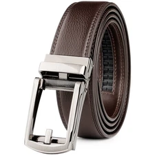 Leather Ratchet Dress Belt for Men Perfect Fit Waist Size Up to 50 Inches wit...