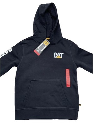 CATERPILLAR Kids Pullover Hoodie With CAT  Logo Sweatshirt BLACK M 10/12