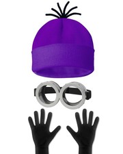 3 Pcs Halloween Costume Accessories Adult,Purple Beanie/Goggles Glasses/Glove...