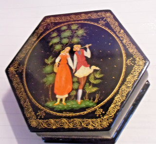 Russland Lackdose Lackschatulle Miniaturmalerei Holz russisch