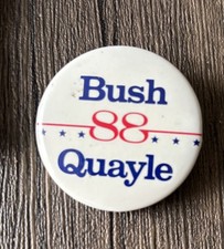 Unique George Bush Dan Quayle '88 GOP Presidential Campaign Pinback 2"