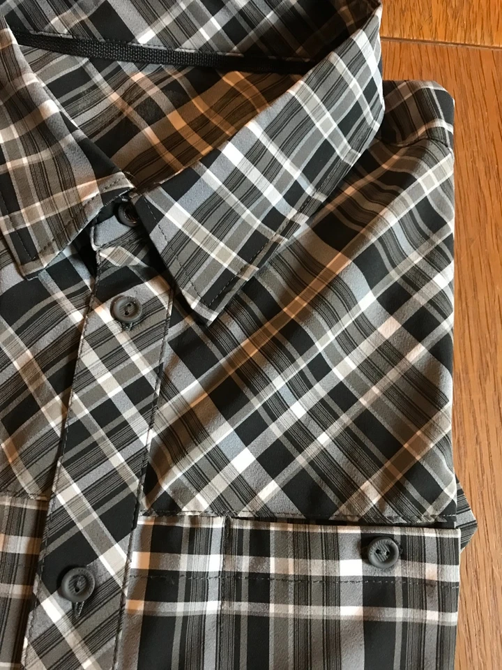 XXL 56 Wanderhemd Kurzarm kariert schwarz - schnell trocknend -nahezu bügelfrei - Bild 3 von 4