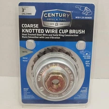 Century Coarse KNOTTED Wire Cup Brush  3"   M10 x 1.25 Arbor  #76023