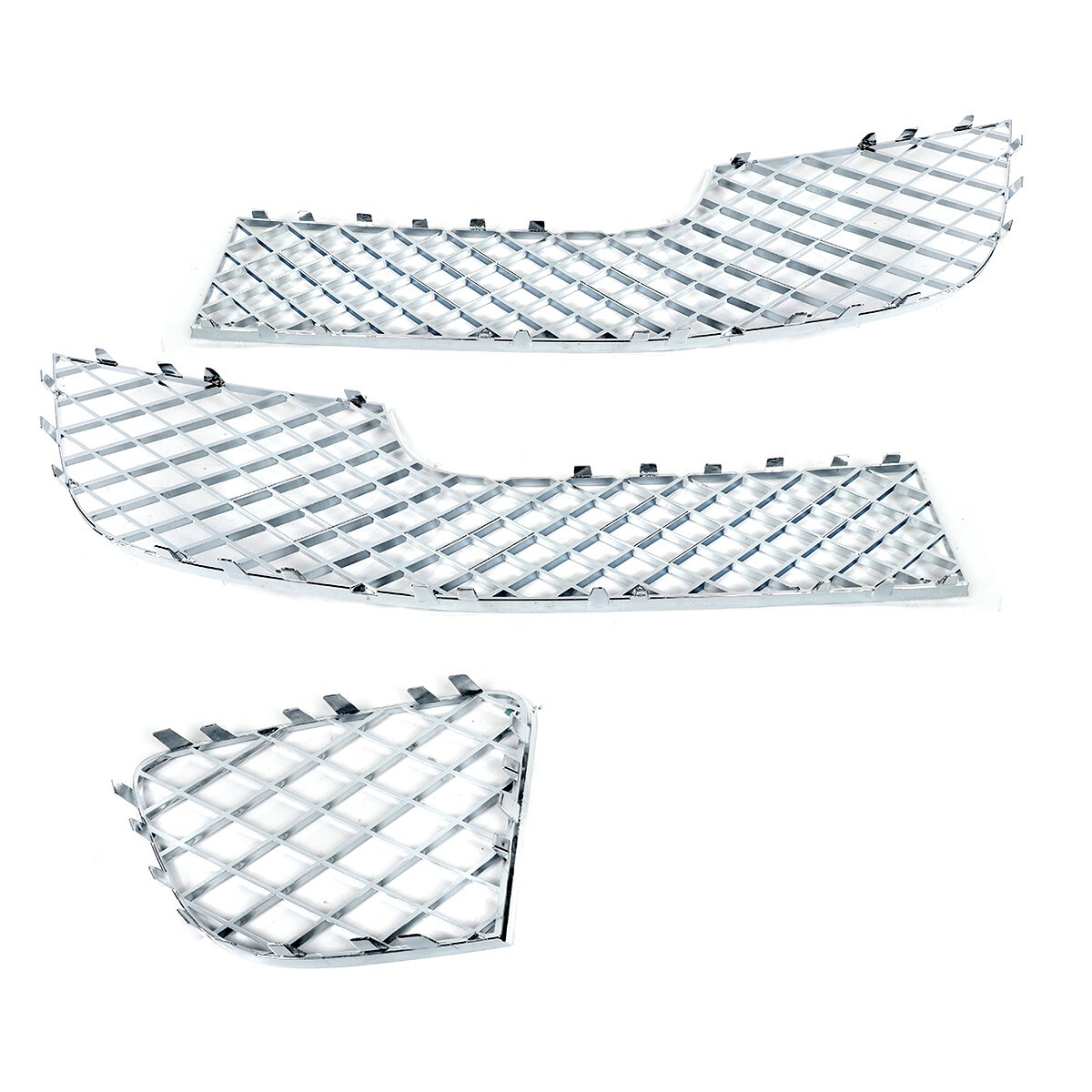 3PCS Fits For Bentley Continental Gt Gtc 2012-15 Chrome Bumper Lower Mesh Grille