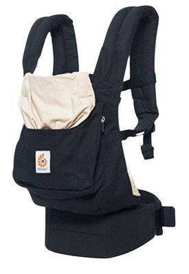 ERGObaby Original Carrier Black Tan Two-Tone Adjustable Baby Carrier 12-45 EUC