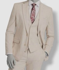 Bar III Men's Beige Slim-Fit Cotton Stretch Solid Suit Jacket 38L