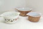 Vintage Pyrex Early American.  3 Dish Casserole Set 473, 474, 475.  No lids.