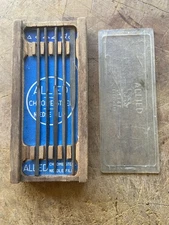 Vintage ALLIED Chrome Steel 10 Pc Needle File Set/Wooden Case-Made In Italy