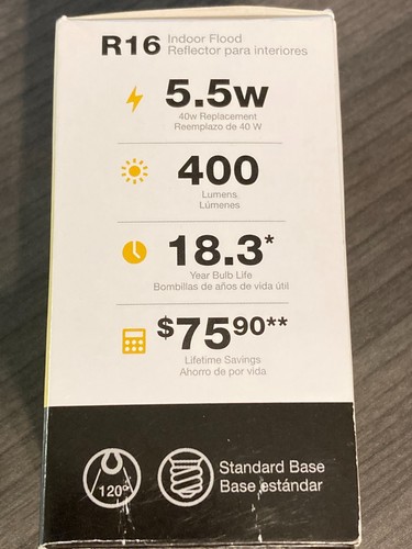 Utilitech Bulb 40W LED 5.5W Dimmable Flood R16 Soft White Medium Base (LOT OF 2) - Picture 5 of 5