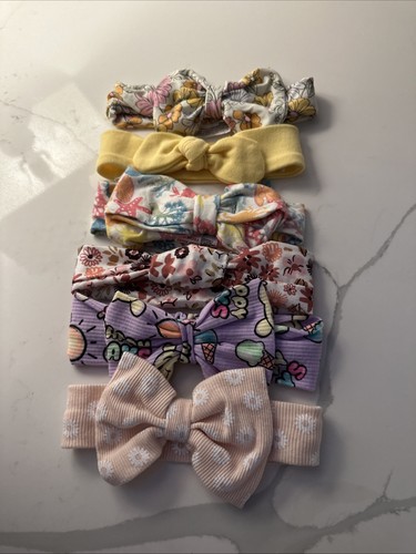 6 Pack Bow Headbands variety set for baby Girls Pastel Colors