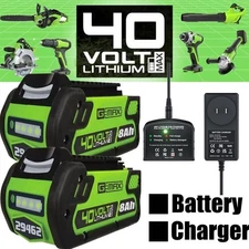 2Pack 40V 8.0Ah Battery / Charger For Greenworks 40 Volt Lithium Ion G-MAX 29462