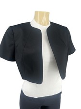 Tahari ASL Women s Size 8 Black Cropped Blazer Short Sleeve Open Front Jacket