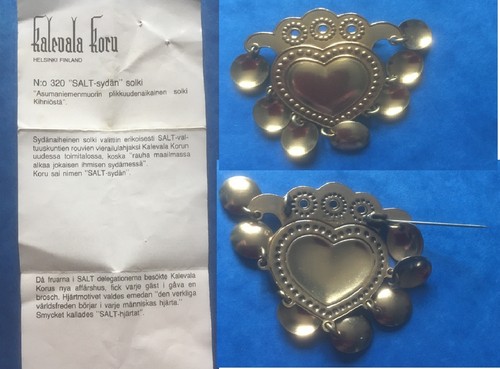 Brosche Herz "Kalevala Koru" SALT Sydán geschenkt Treffen SALT Helsinki 1972, selten