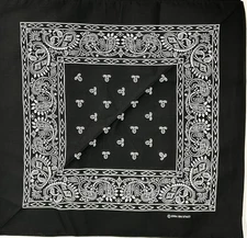 12Pc Vintage 100% Cotton Black-White PAISLEY Bandanas Face Scarf Head Wrap Dozen