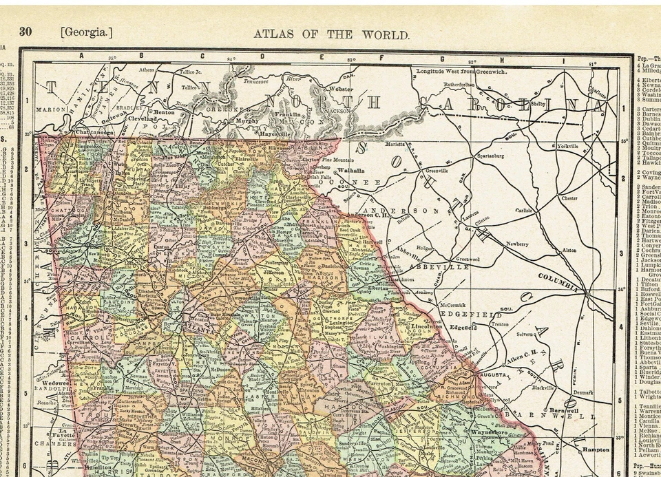 Dated 1902 Antique Color Maps of Georgia and South Carolina - Image 2 of 4