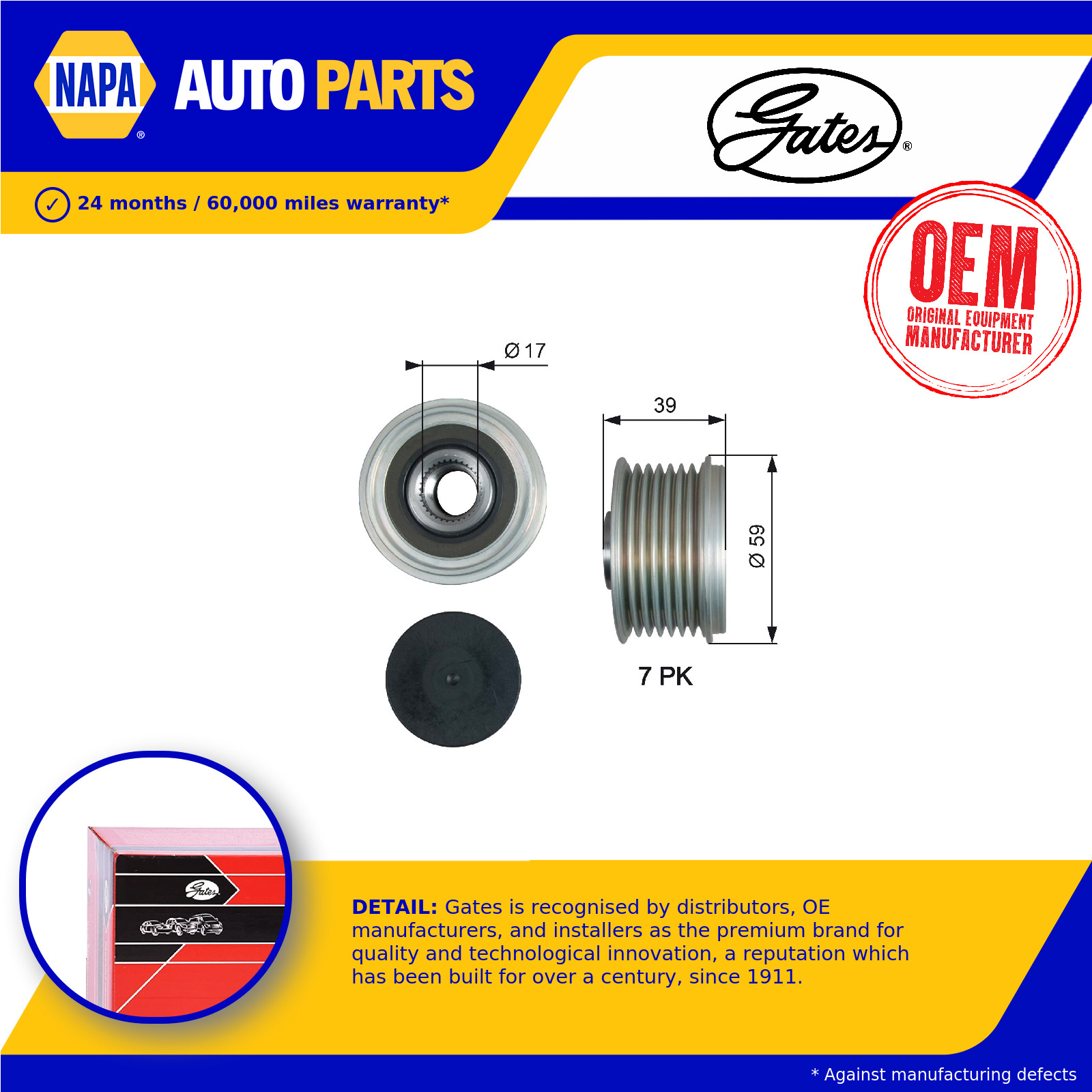 Overrunning Alternator Pulley fits NISSAN NAVARA D40 3.0D 2010 on V9X Clutch New