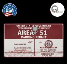 Area 51 License Sticker Permit Funny Decal Bumper Alien Ufo Conspiracy Space Usa
