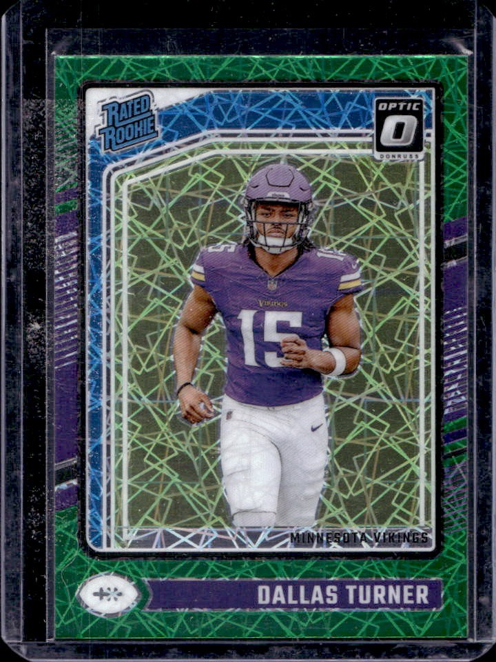 2024 Donruss Optic Dallas Turner Green Velocity Rated Rookie #224 Vikings