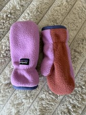 Patagonia Fleece Mittens Kids Purple Pink Orange Colorblock Fleece Gloves