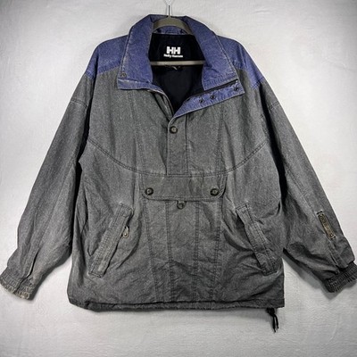 Vintage Helly Hansen 70s 80s Ski Jacket Anorak Pullover Grey Blue Mens Size M