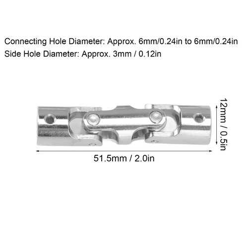 3Pcs 6mm To 6mm Inner Dia 2 Section Rotatable U Joint Coupler Metal Steel | - Picture 2 of 12
