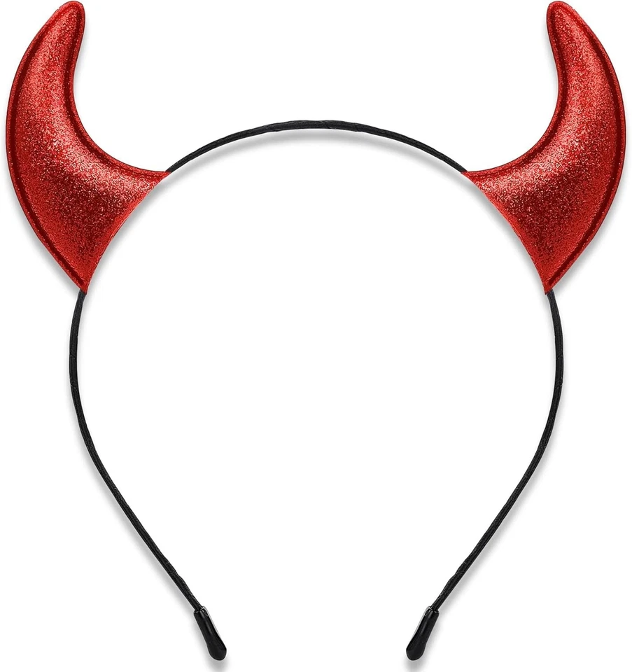 Glitter Red Devil Horns Headband - Perfect for Halloween Cosplay & Parties - Image 3 of 4