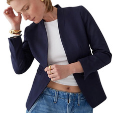 J. Crew Going Out Bi-Stretch Wool Blazer Suit Jacket Women's 4 Navy Blue Preppy