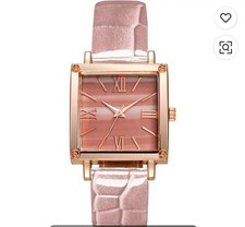Rose Gold Watch Stylish Women's Quartz Watch Stainless Steel Strap Crocodile