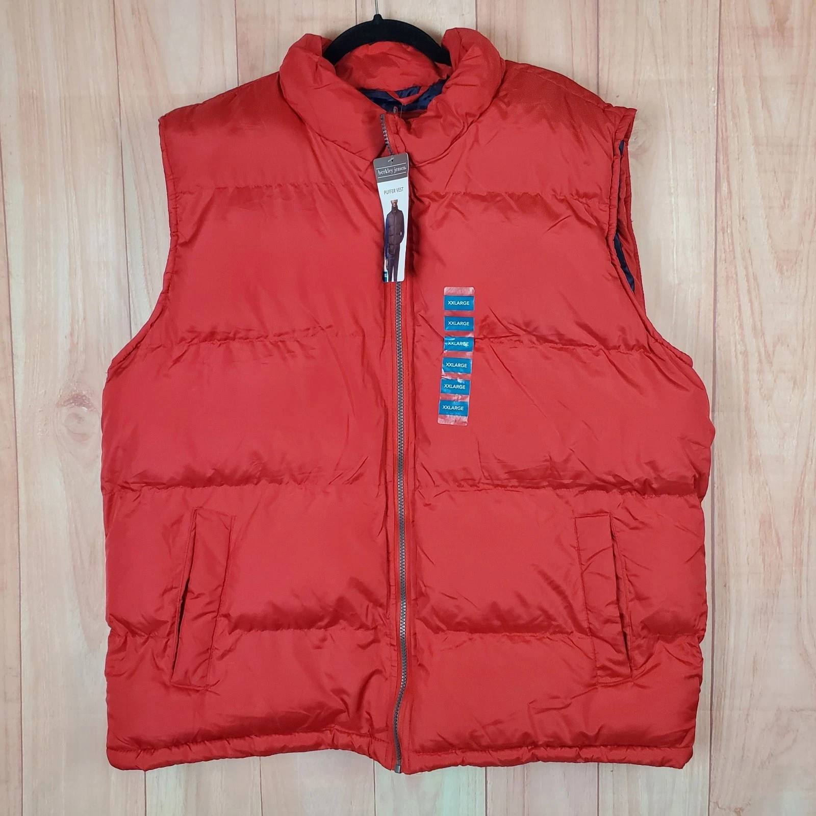 Berkley Jensen Puffer Vest Mens Sz 2XL Red Full Zip 100% Polyester
