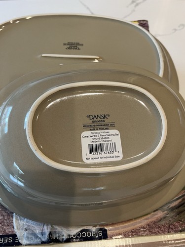Dansk Sirocco Khaki Set Of 2 Oval Platter Sizes 14”and 10” New In Box - Picture 4 of 5