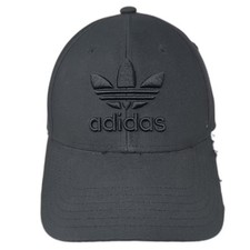 adidas Baseball Cap Black One Size Snapback Embroidered Trefoil Logo Tonal Hat