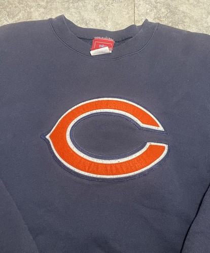 Y2k VTG Made in USA Chicago Bears Crewneck Sweater Medium 🔥 Navy Embroidered - Picture 2 of 6