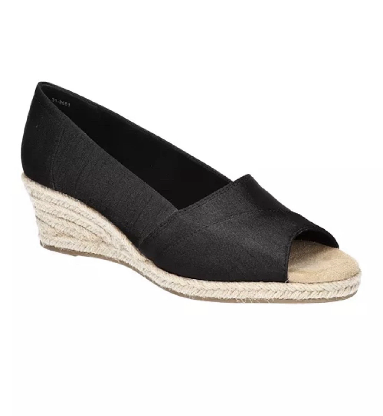 Easy Street Women's Jasper Super Flex Espadrille Sandals BlackThai Silk Size 11M