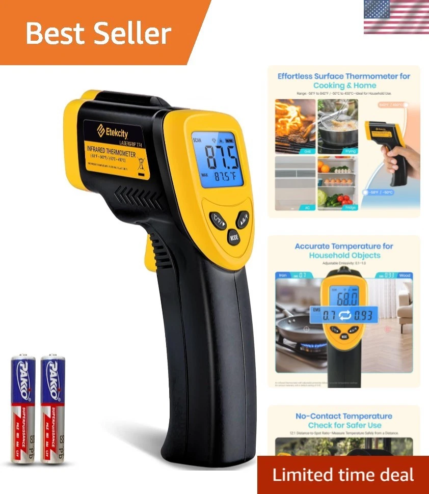Infrared Thermometer Laser Temperature Gun 774, Meat Food Candy Oven Thermome...
Opens in a new wind