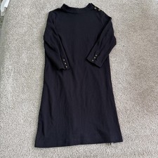 Talbots Dress Womens MP Black Knit 3/4 Sleeve Mock Neck Sweater Knee Length