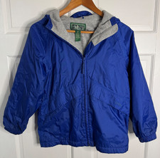 LL Bean Boys Jacket Royal Blue Kids Hooded Fleece Lined Youth Size 10