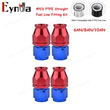 4X AN6 AN8 AN10 Straight PTFE Hose End Fitting Adapter For Oil Fuel Gas Line E85