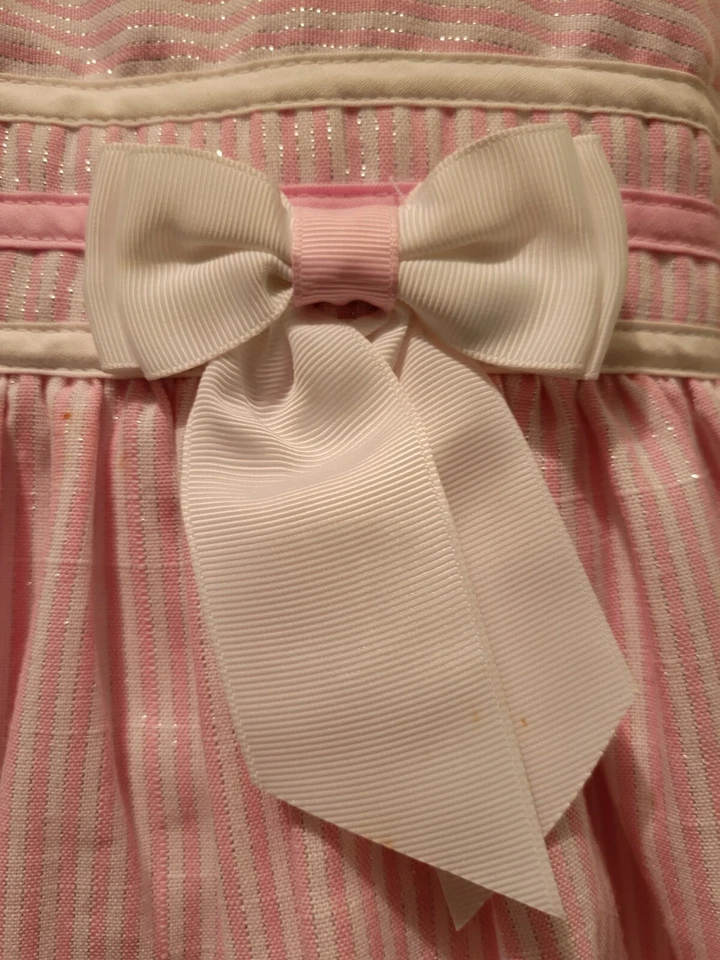 Bonnie Jean - Vestido Rosa Blanco Y Plateado Rayas Talla 4 FS7 Foto 2 de 4