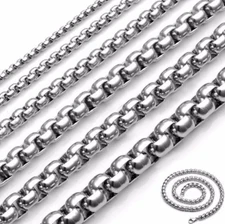 2/3/4mm Men's Stainless Steel Necklace Round Box Chain Link Silver 18-26'' Gift