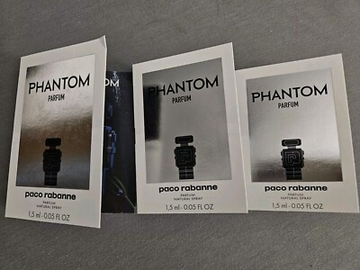 3 x Paco Rabanne Phantom Men's  PARFUM Sample Spray .05oz, 1.5ml New in Card