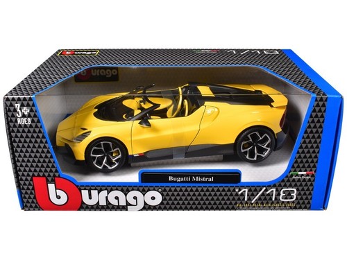 1/18 Bburago Bugatti Mistral Diecast Model Car Yellow 18-11051 YL - Picture 2 of 2