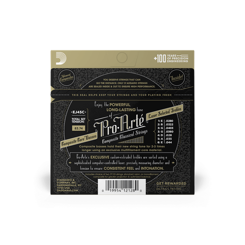 Cuerdas compuestas de guitarra clásica D'Addario EJ45C Pro Arte, mayor duración - Imagen 4 de 7