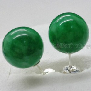 HOT-NEW-JEWELLERY-NATURAL-10MM-GREEN-JADE-STERLING-SILVER-STUD-EARRINGS