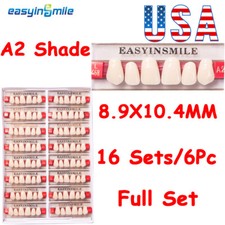 EASYINSMILE Full Set Dental Acrylic Resin Dneture False Teeth A2 Shade EASYINSMI
