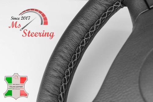 FOR INFINITI QX 97-03 BLACK LEATHER STEERING WHEEL COVER DARK GREY STIT - Picture 4 of 5